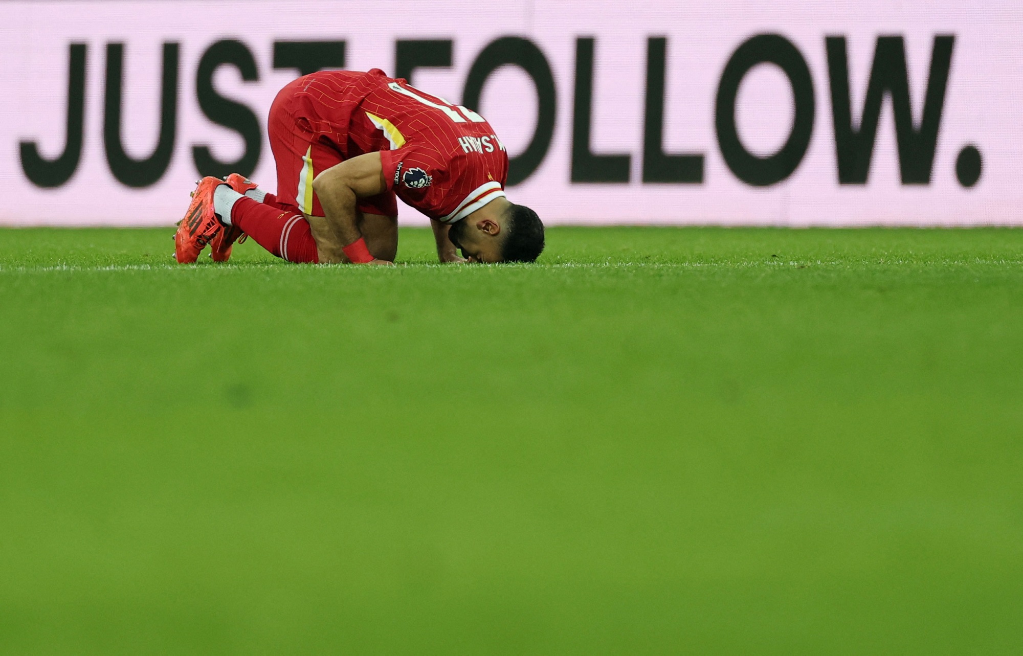 Mohamed Salah celebrates scoring